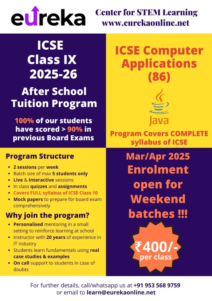 ICSE JAVA - Grade 9